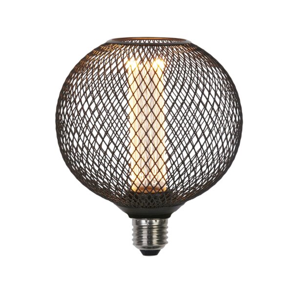 LED Leuchtmittel 1800K Glas Metall Schwarz E27 Ø12 cm