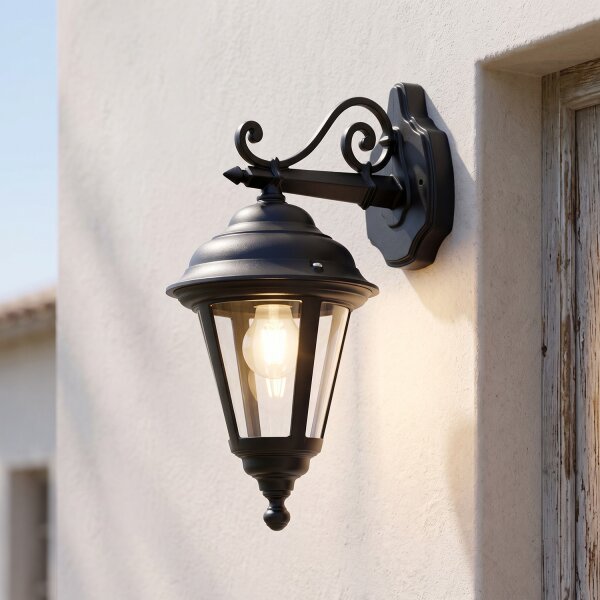 Applique murale rustique IP44 aluminium noir E27