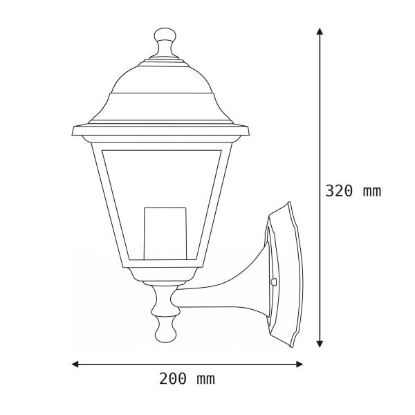 Applique murale rustique Extérieur Noir E27 IP44 Jardin Maison