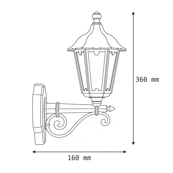 Applique murale rustique Extérieur Noir E27 IP44 Lampe dextérieur