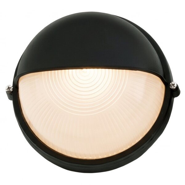Applique murale extérieure maritime IP44 ronde Ø19cm noir blanc