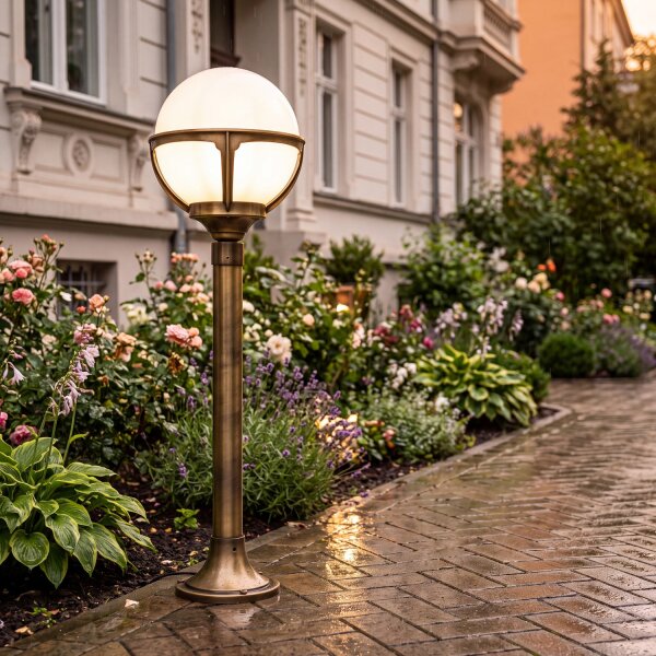 Lampe de jardin ALONNISOS laiton antique H:69cm