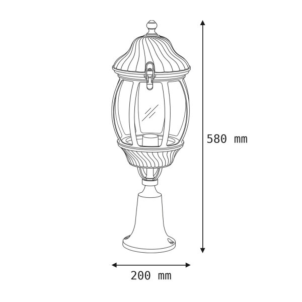 Luminaire de socle rustique extérieur 58 cm protégé contre la pluie