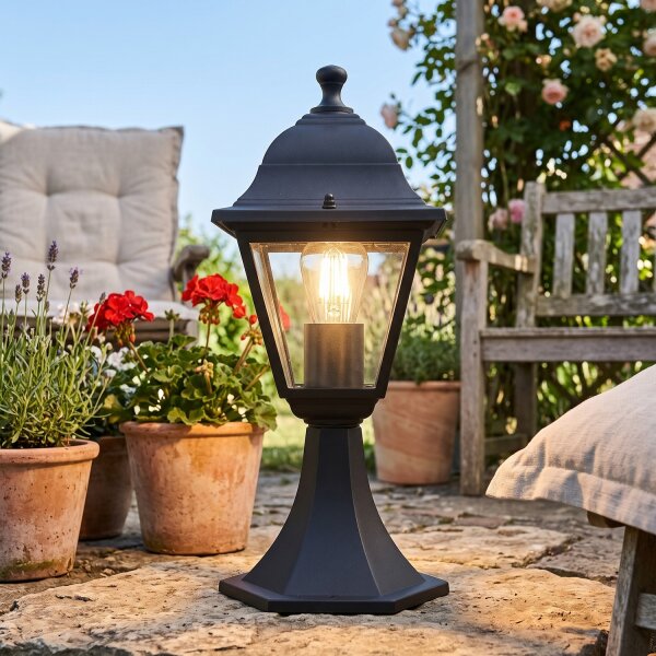 Luminaire de socle noir extérieur 38 cm petit rustique