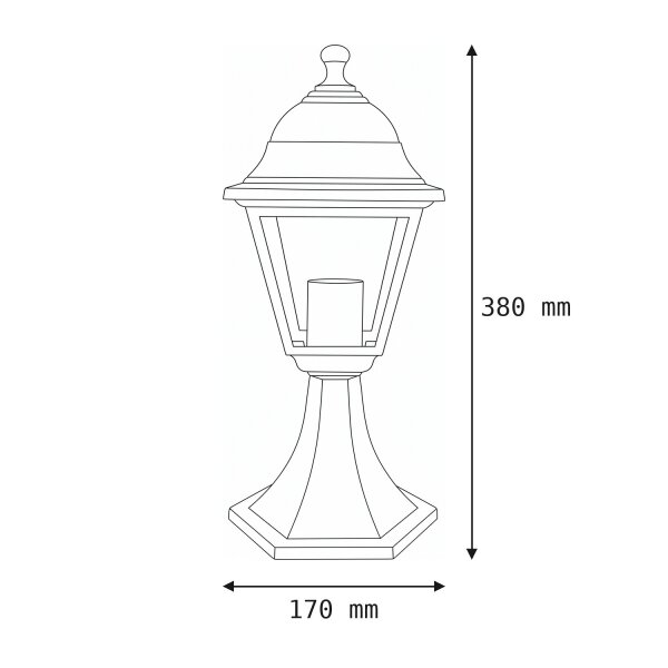Luminaire de socle noir extérieur 38 cm petit rustique