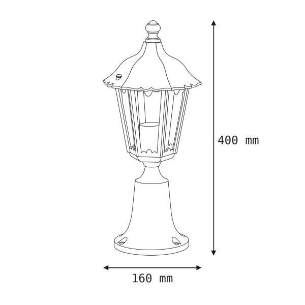 Luminaire de socle extérieur E27 noir 40 cm IP43