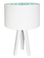 Lampe de table en bois Blanc Turquoise Tripode...