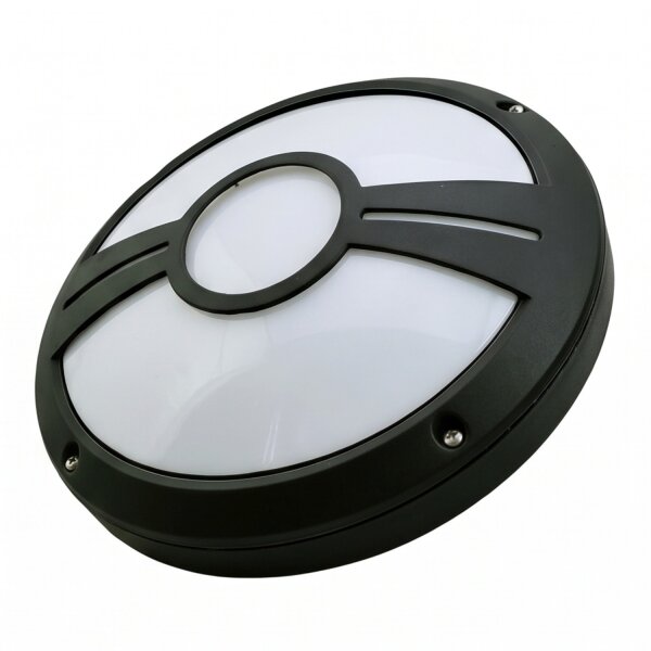 Plafonnier rond extérieur IP55 noir blanc Ø28cm ELWYN