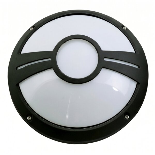 Plafonnier rond extérieur IP55 noir blanc Ø28cm ELWYN
