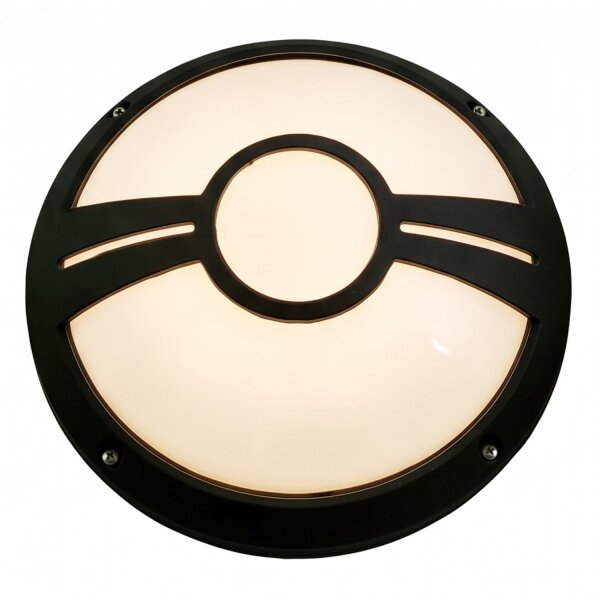 Plafonnier rond extérieur IP55 noir blanc Ø28cm ELWYN