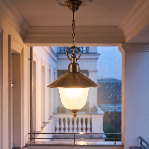 Lampe à suspendre ANDROS Laiton Verre Rustique Résistant aux intempéries