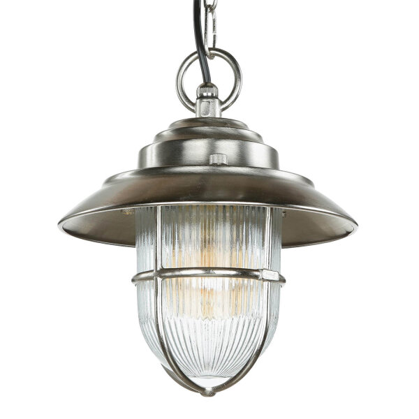 Lampe à suspension extérieure en nickel laiton véritable verre strié