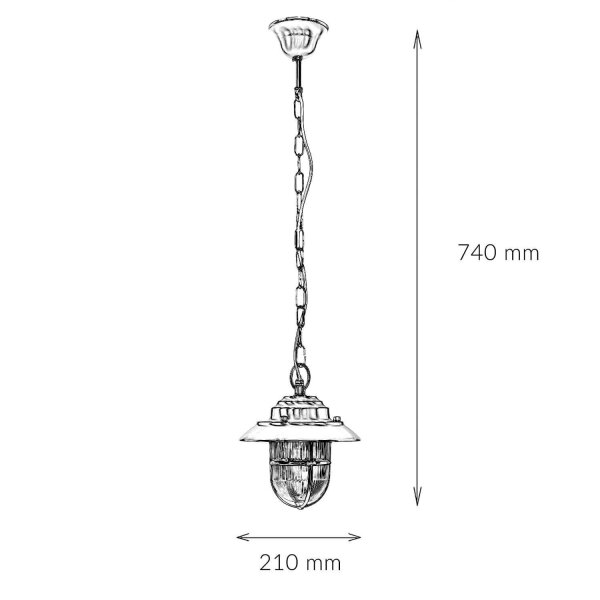Lampe à suspension extérieure en nickel laiton véritable verre strié