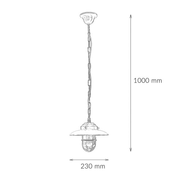 Suspension extérieur laiton verre terrasse Ø23cm