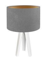 Lampe de table bois tr&eacute;pied gris or 46cm...