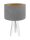 Lampe de table bois tr&eacute;pied gris or 46cm r&eacute;tro ROSIE
