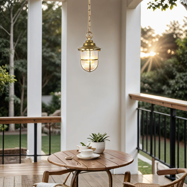 Lampes suspendues dextérieur en laiton Verre strié IP54 inoxydable
