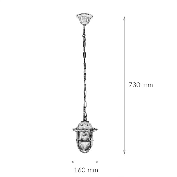 Lampes suspendues dextérieur en laiton Verre strié IP54 inoxydable
