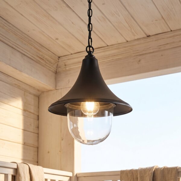 Suspension dextérieur Noir Ø25cm rond IP43 Rustique