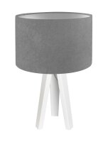 Lampe de table Blanc Gris Argent Bois Tripode 46cm...