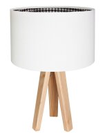 Lampe de table tripode pied-de-poule blanc bois 46cm...