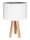 Lampe de table tripode pied-de-poule blanc bois 46cm rétro
