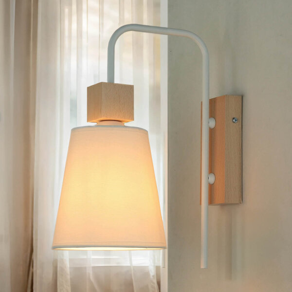 Applique Abat-jour Blanc Bois Scandinave REILLY