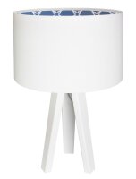 Lampe de table bois tr&eacute;pied blanc bleu 46cm...