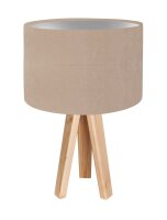 Lampe de table Bois Beige Argent Tr&eacute;pied...