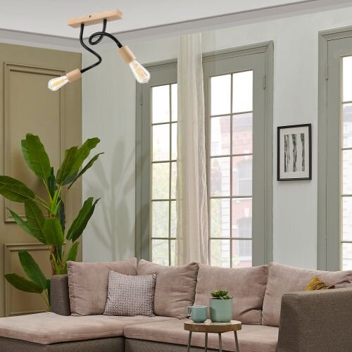 Plafonnier KASSIDY Noir Bois Moderne flexible