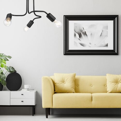 Plafonnier Salon Lampe dintérieur Noir Métal
