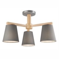 Plafonnier Gris Bois Tissu Métal Salon