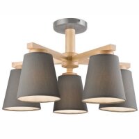 Plafonnier Gris Textile Bois 5-fmg Scandinave