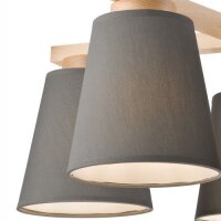 Plafonnier Gris Textile Bois 5-fmg Scandinave