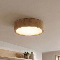 Plafonnier salon chêne rond bois lampe
