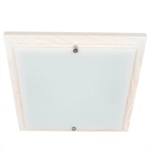 Plafonnier avec bois blanc salon carré