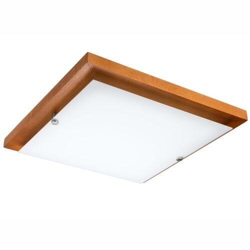 Plafonnier LED bois rustique carré salon