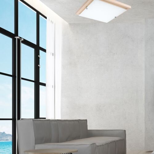 Plafonnier LED Blanc Bois Carré Salon