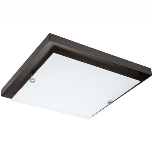 Plafonnier LED brun bois carré salon