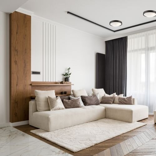 Plafonnier FERNLY Marron Moderne rond Salon