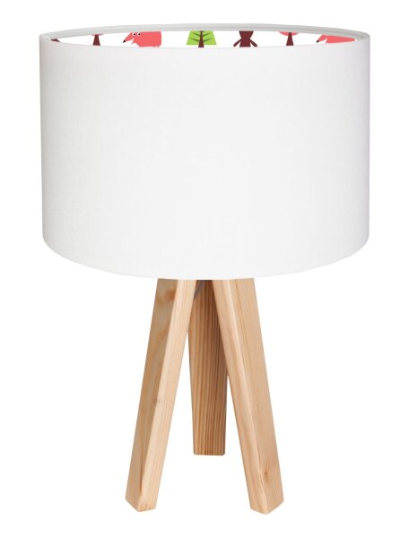 Lampe de table Blanc Coloré Bois Tripode 46cm Enfants