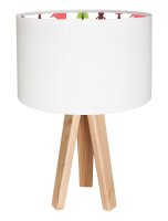 Lampe de table Blanc Coloré Bois Tripode 46cm Enfants