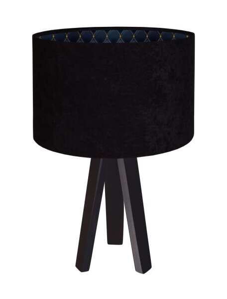 Lampe de table noir bleu foncé or 46cm rétro