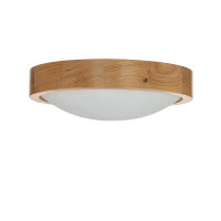 Lampe de plafond ronde bois verre abat-jour Ø27cm...