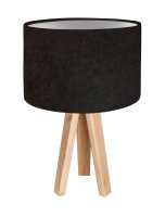 Lampe de table Brun Argent Bois Tripode 46cm R&eacute;tro