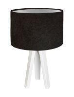 Lampe de table marron argent 46cm bois tripode r&eacute;tro