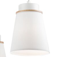 Suspension Blanc Bois Tissu Métal 4-flmg Lampe