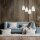 Suspension Blanc Bois Tissu Métal 4-flmg Lampe