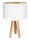Lampe de table bois trépied 46cm blanc or rétro ROSIE