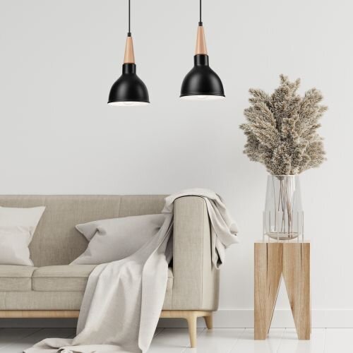 Lampe à suspendre Noir Bois Salle à manger Scandinave